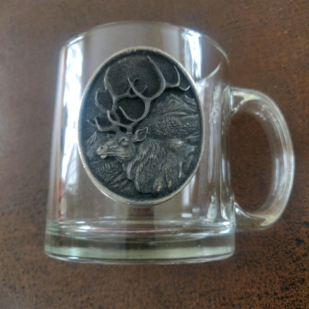 Glass Mug with Pewter Elk Emblem